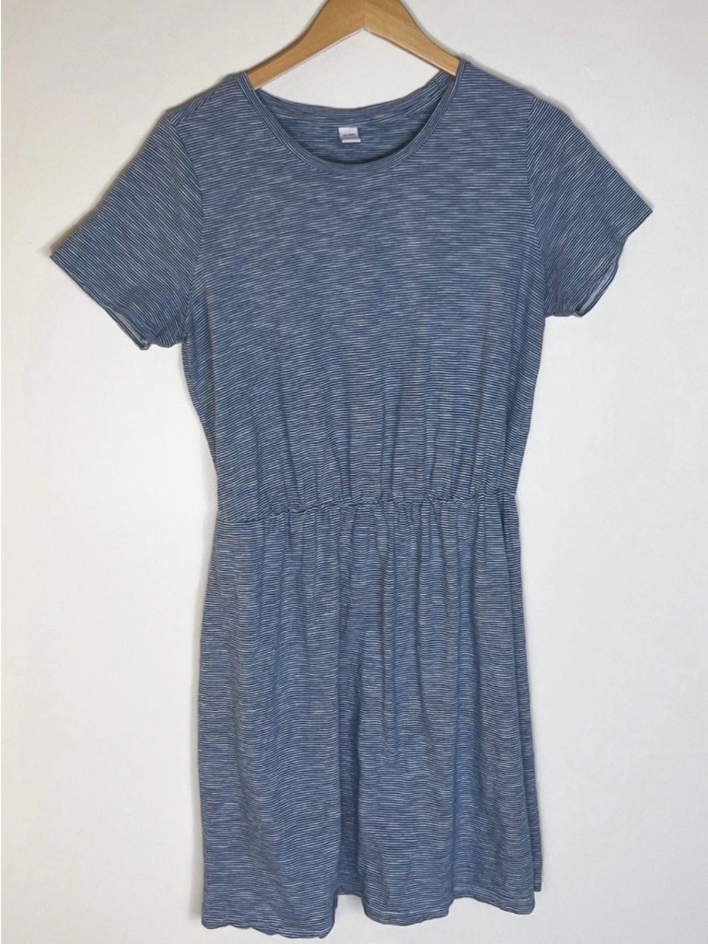 Old Navy Blue and White Striped Tee Dress 100% Cotton